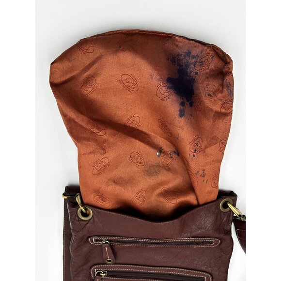 Avorio Crossbody Bag Womens Brown Leather Made in Italy Adj Strap 13"x10"x1" Y2K - Picture 8 of 9